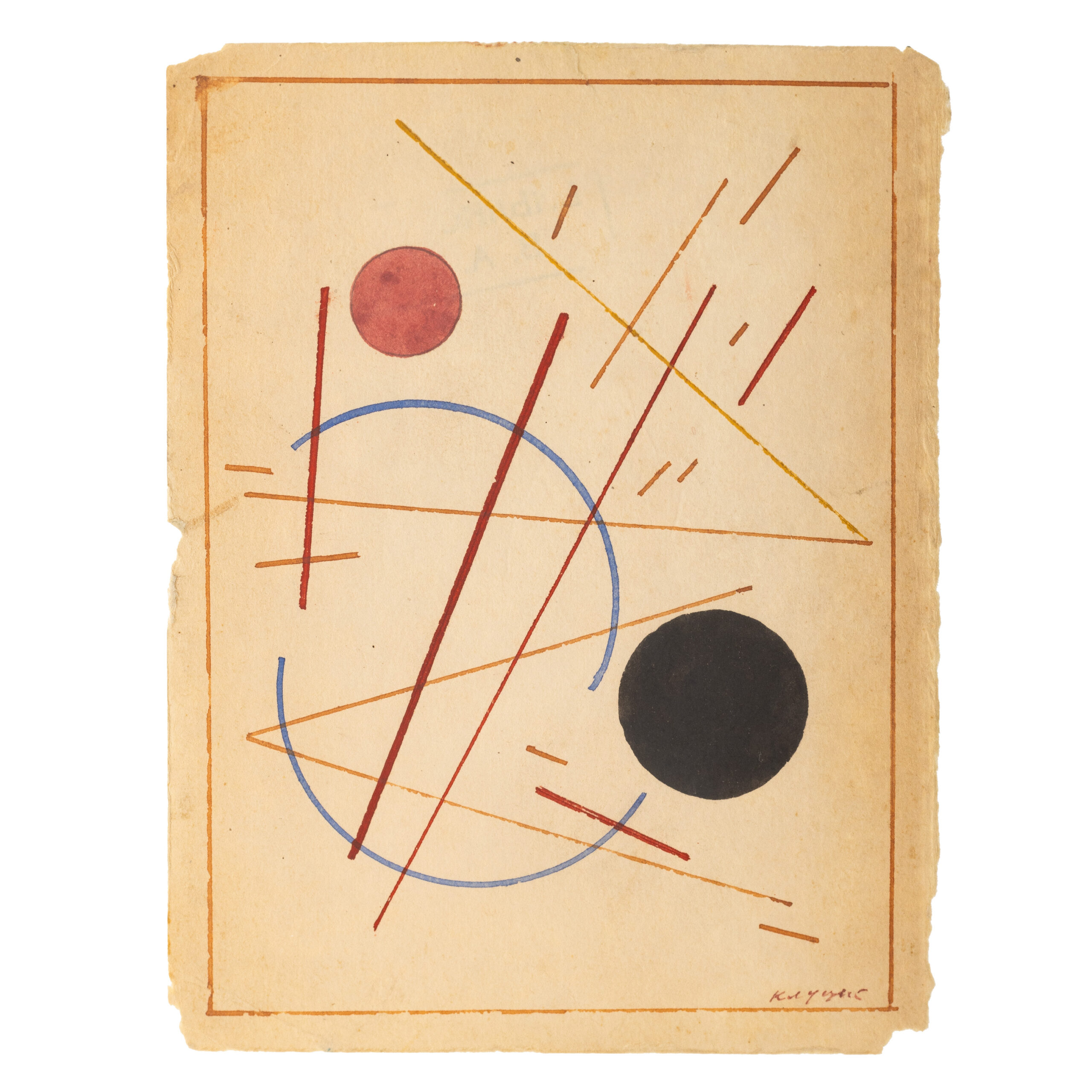 Kluzis dipinto Suprematista su carta originale, di inizio XX secolo