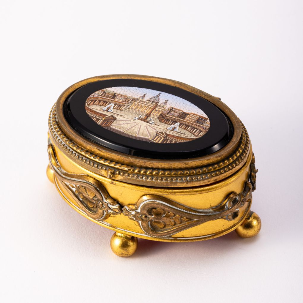 19th-Century Jewelry Box with Micromosaic of Rome