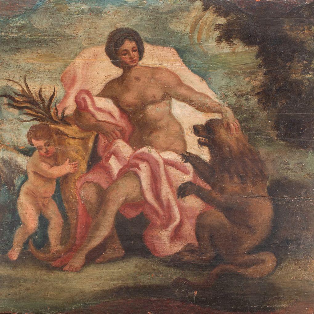 Painting of Europa with Cherub and Lion