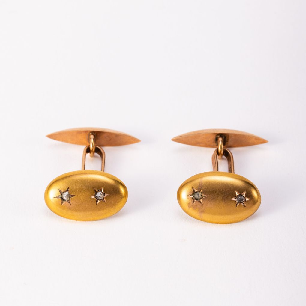 Yellow Gold and Diamond Cufflinks, Second Half of the 20th Century