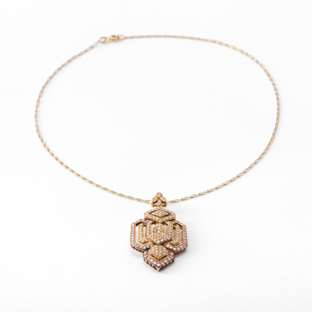 Pendente Decò in Oro con Diamanti naturali