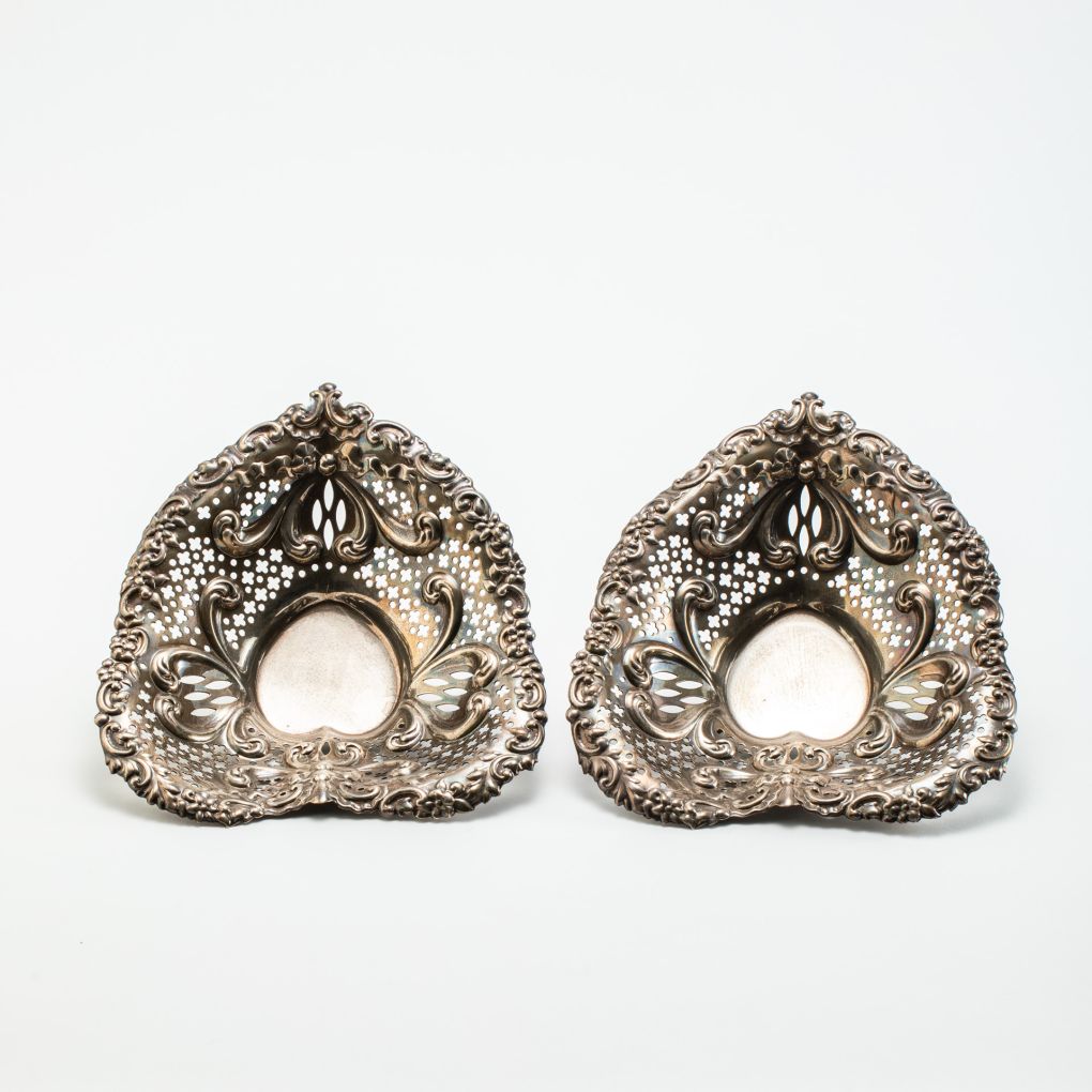 Pair of Silver Hearts Signed Gorham