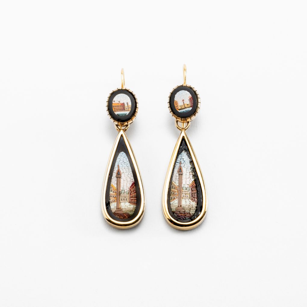 Earrings in Gold with Micromosaic, Venice