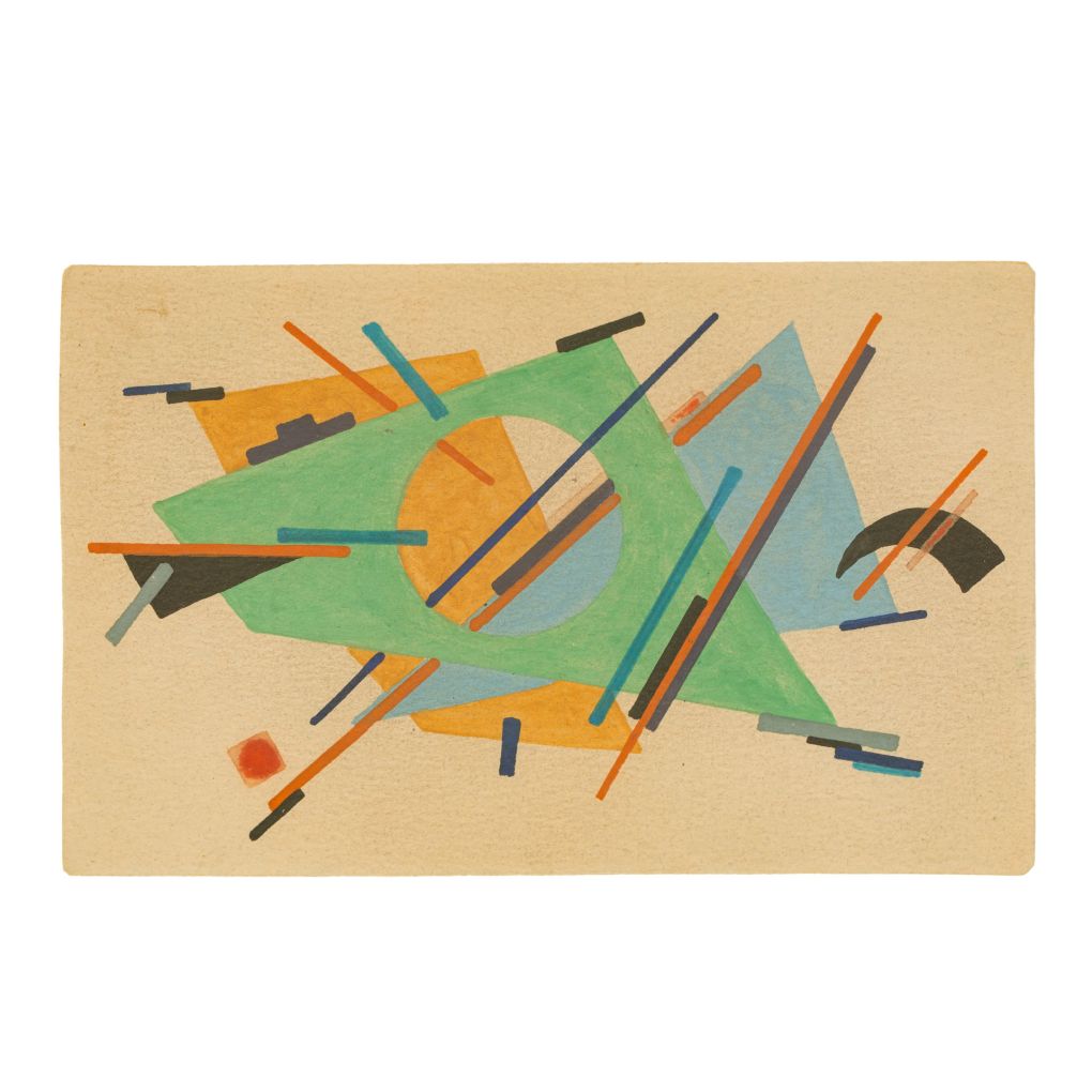 Senkin, Pupil of Malevich – Suprematist Work on Postcard
