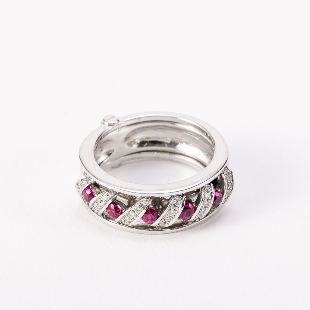 Gianni Carità White Gold Ring with Diamonds and Rubies